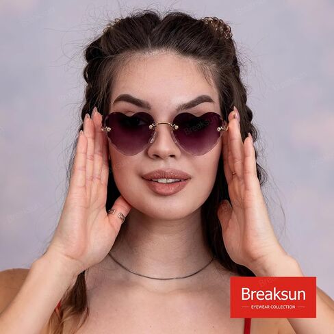 Rimless Heart Sunglasses for Women Girls Trendy Heart Shaped Glasses Cute Love Sun Glasses in Kuwait