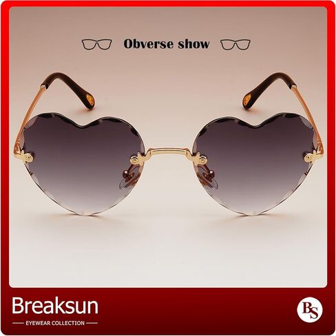 Rimless Heart Sunglasses for Women Girls Trendy Heart Shaped Glasses Cute Love Sun Glasses in Kuwait