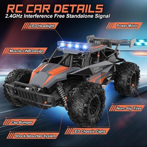 kolegend Remote Control Car 50+Min RC Cars Toys 1:12 Scale Monster Trucks 20KM/H Remote Control Monster Truck with LED Headlight and Rechargeable Battery Gifts for Boys 8-12,Green in Kuwait