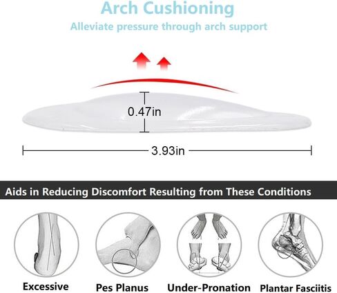Arch Support Insoles for Flat Feet – Gel Arch Inserts for Plantar Fasciitis & Foot Pain Relief – Self-Adhesive High Arch Pads for Shoes & Sandals (3 Pairs) in Saudi Arabia