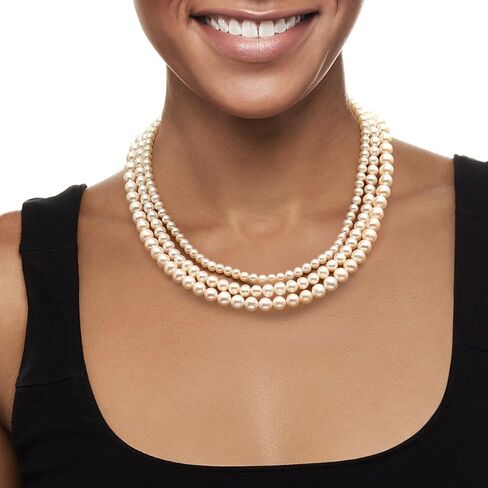 Ross-Simons 5-8mm Cultured Pearl 3-Strand Necklace With Sterling Silver in Kuwait