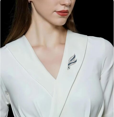Elegant Leaf-shaped Crystal Brooch, Perfect for Any Occasion，Rose Gold/Silver in Saudi Arabia