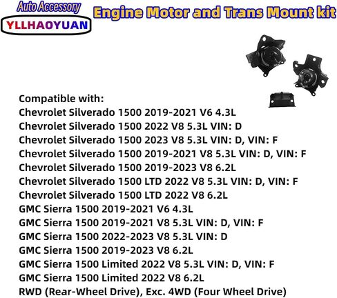 Front Left Engine Mount for Silverado 1500/Sierra 1500/Escalade/Cheyenne/Suburban/Tahoe/Yukon 2019-2025 Replacement for A20022,3585,84497435, 84497437,84687018,84687020,85608074 in Saudi Arabia