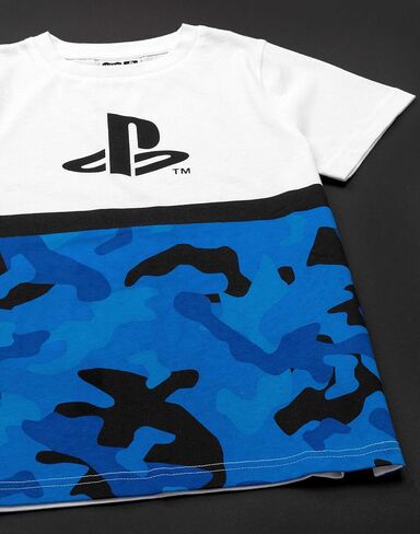 PlayStation Kids T-Shirt Camo Boys Blue White Logo Game Short Sleeve Top in Saudi Arabia