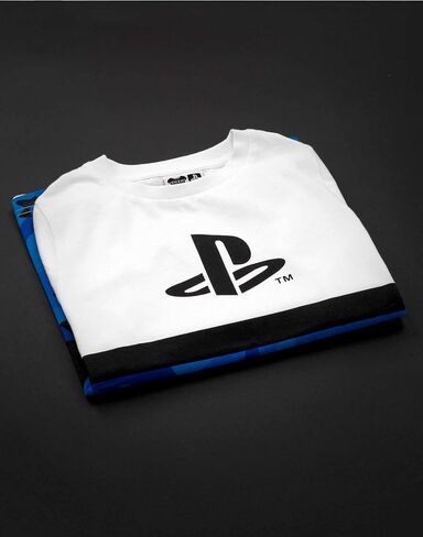 PlayStation Kids T-Shirt Camo Boys Blue White Logo Game Short Sleeve Top in Saudi Arabia