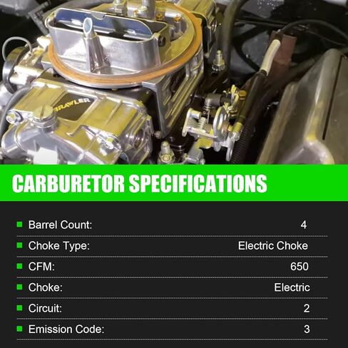 Carburetor 1906 AVS2 650 CFM with Electric Choke Compatible with 1906 AVS2 Series 650CFM Carburetor 4 Barrel Annular Booster Satin Finish Square Bore in Saudi Arabia