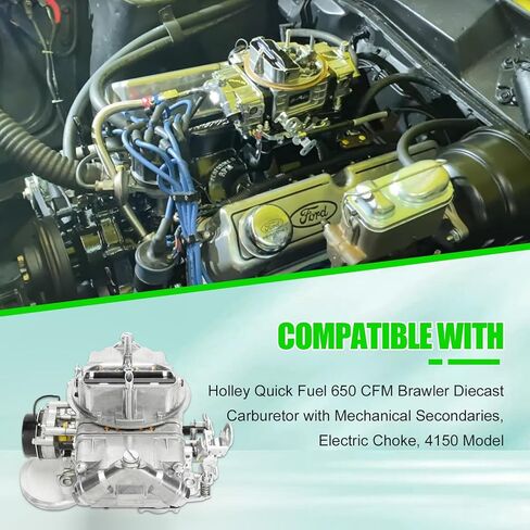 Carburetor 1906 AVS2 650 CFM with Electric Choke Compatible with 1906 AVS2 Series 650CFM Carburetor 4 Barrel Annular Booster Satin Finish Square Bore in Saudi Arabia