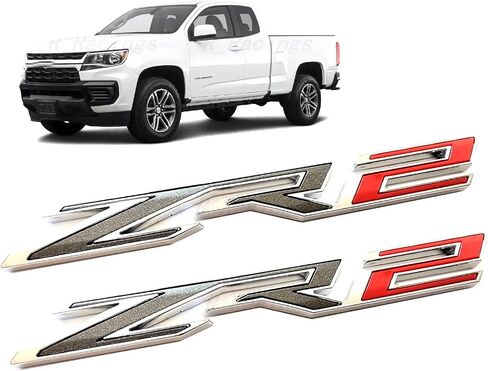 2Pcs Rear Tailgate ZR2 Emblems Truck Badge Sticker Compatible with 2019+ Colorado 1500 (Black Red) in Saudi Arabia