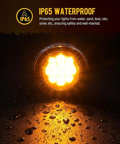 10 قطع من Partsam مقاس 2.5 بوصة باللون الأحمر 13 مصباح LED للعلامات، ضوء دائري مع إطار بلاستيكي مطلي بالكروم لشاحنة المقطورة RV in Kuwait