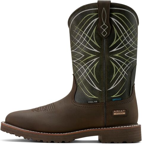 Ariat Men's Activator Waterproof Steel Toe Work Boot, Dark Brown/Green, 10 in Saudi Arabia
