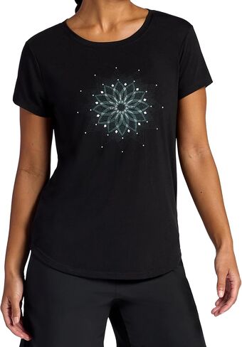 تي شيرت Gaiam النسائي Mindful Flower Moon برقبة دائرية، مقاس مريح، خامة خفيفة الوزن قابلة للتمدد، حاشية منحنية in Saudi Arabia