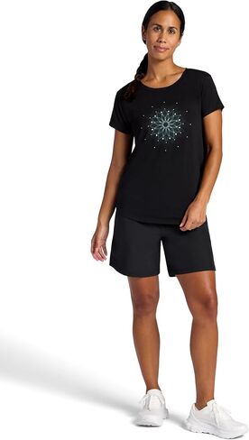 تي شيرت Gaiam النسائي Mindful Flower Moon برقبة دائرية، مقاس مريح، خامة خفيفة الوزن قابلة للتمدد، حاشية منحنية in Saudi Arabia