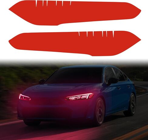 زوج واحد من أفلام الفينيل الأمامية من TOMALL، لون دخاني متوافق مع Honda 11th Gen Civic 2022-2025+ غلاف ناقل الحركة الضوئي الخارجي ذاتي اللصق لتزيين الملصقات (أحمر) in Kuwait