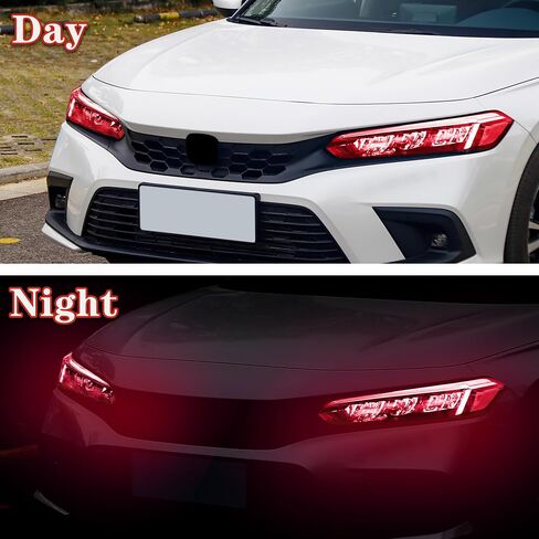 زوج واحد من أفلام الفينيل الأمامية من TOMALL، لون دخاني متوافق مع Honda 11th Gen Civic 2022-2025+ غلاف ناقل الحركة الضوئي الخارجي ذاتي اللصق لتزيين الملصقات (أحمر) in Kuwait