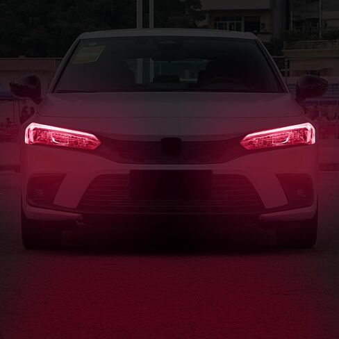 زوج واحد من أفلام الفينيل الأمامية من TOMALL، لون دخاني متوافق مع Honda 11th Gen Civic 2022-2025+ غلاف ناقل الحركة الضوئي الخارجي ذاتي اللصق لتزيين الملصقات (أحمر) in Kuwait