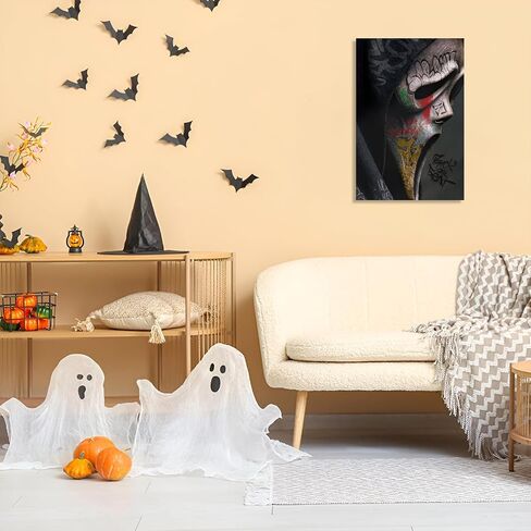 Vintage Halloween Canvas Poster Horror Scream Ghost Wall Art Dark Academia Gothic Spooky Aesthetic Prints Painting For Living Room Bedroom Apartment Wall Decor 12x16in Unframed in Saudi Arabia