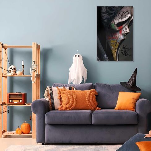 Vintage Halloween Canvas Poster Horror Scream Ghost Wall Art Dark Academia Gothic Spooky Aesthetic Prints Painting For Living Room Bedroom Apartment Wall Decor 12x16in Unframed in Saudi Arabia