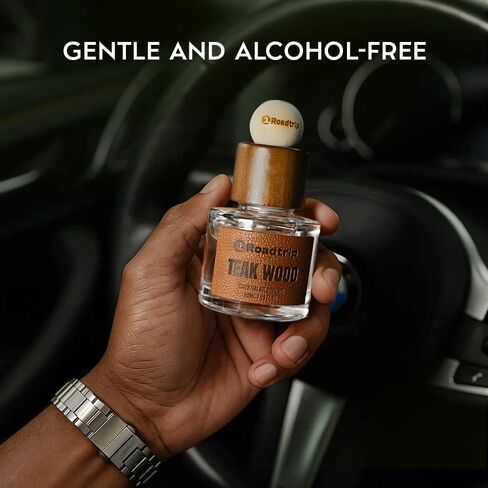 Car Air Freshener - Long Lasting Aromatherapy Essential Oil Diffuser - Car Cup Holder Accessories for Men & Women - Non Toxic Air Freshener - Teakwood Scent Diffuser 1.69 FL OZ/50ML in Saudi Arabia