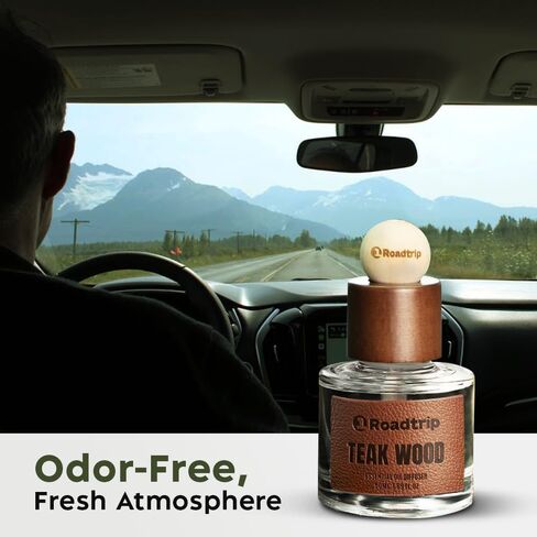 Car Air Freshener - Long Lasting Aromatherapy Essential Oil Diffuser - Car Cup Holder Accessories for Men & Women - Non Toxic Air Freshener - Teakwood Scent Diffuser 1.69 FL OZ/50ML in Saudi Arabia