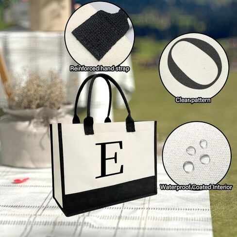 Personalized Initial Tote Bag for Women - Compact Canvas Purse, Custom Wedding Birthday Gift in Saudi Arabia