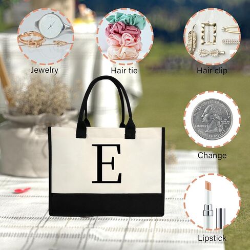 Personalized Initial Tote Bag for Women - Compact Canvas Purse, Custom Wedding Birthday Gift in Saudi Arabia