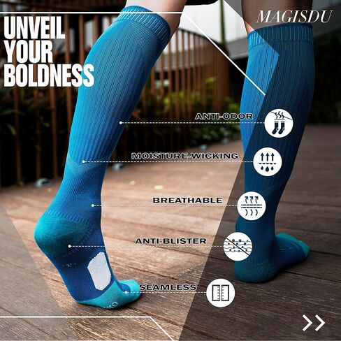 ميرينو الصوف ضغط الركبة عالية الجوارب 2 أزواج 15-20 ملم زئبق وسادة الرطوبة فتل المشي لمسافات طويلة ممرضة السفر in Kuwait