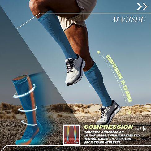 ميرينو الصوف ضغط الركبة عالية الجوارب 2 أزواج 15-20 ملم زئبق وسادة الرطوبة فتل المشي لمسافات طويلة ممرضة السفر in Kuwait