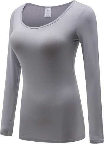 قمصان نسائية من OThread & Co. بأكمام طويلة ورقبة واسعة وطبقة أساسية قابلة للتمدد in Kuwait