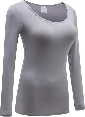 قمصان نسائية من OThread & Co. بأكمام طويلة ورقبة واسعة وطبقة أساسية قابلة للتمدد in Kuwait