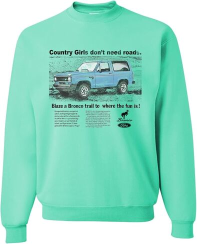 سترة Wild Bobby Ford Country Girls لا تحتاج إلى الطرق، سترة كلاسيكية كلاسيكية باللون الأزرق من برونكو للسيارات والشاحنات بياقة دائرية in Saudi Arabia