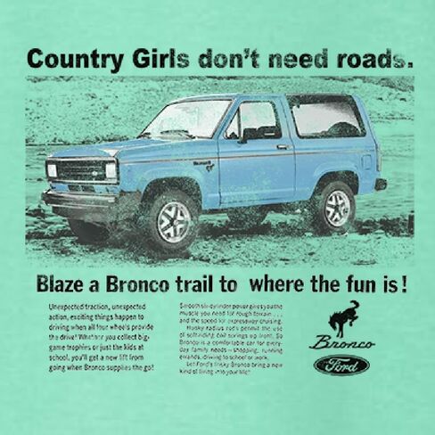 سترة Wild Bobby Ford Country Girls لا تحتاج إلى الطرق، سترة كلاسيكية كلاسيكية باللون الأزرق من برونكو للسيارات والشاحنات بياقة دائرية in Saudi Arabia