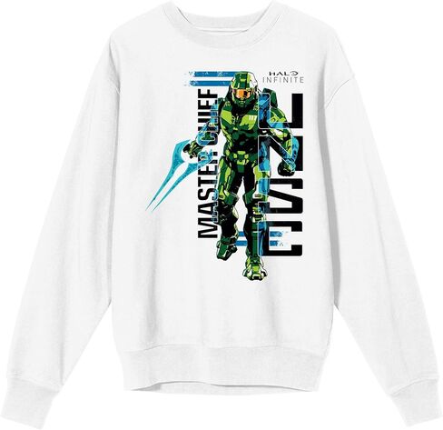سترة Bioworld Halo Infinite Master Chief UNSC برقبة دائرية وأكمام طويلة بيضاء للبالغين in Saudi Arabia