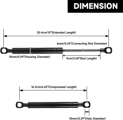 10 Inch 24Lbs/107N Universal Lift Supports Struts Shocks Gas Spring Black - Compatible for RV Car Boat Bus - Set of 2 in Saudi Arabia