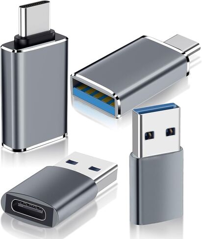 محول Herfair USB إلى USB C 4 حزم محول شاحن USB من النوع C أنثى إلى USB ذكر / محول USB أنثى إلى USB-C ذكر لهاتف iPhone 15 Plus/Pro Max، iWatch S8/S9، AirPods، محول USB إلى USB C OTG ( أسود) in Kuwait