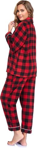 COLORFULLEAF Couples Matching Chritsmas Pajamas Sets Fleece Plaid Button Down Pjs Set Soft Warm Loungewear with Pockets in Saudi Arabia