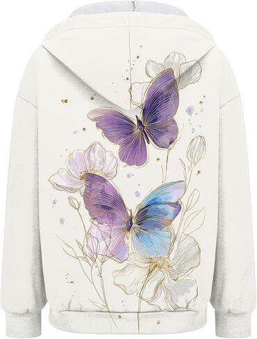 Womens Zip Up Hoodies Floral Long Sleeve Fall Oversized Sweatshirts Fleece Y2K Jacket 2025 Fashion Clothes With Pockets in Saudi Arabia