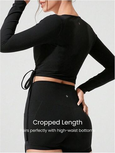 SweatyRocks Women's Workout Shirts Ballet Pilates Wrap Long Sleeve Athletic Yoga Running Gym Casual Tops in Saudi Arabia