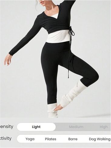 SweatyRocks Women's Workout Shirts Ballet Pilates Wrap Long Sleeve Athletic Yoga Running Gym Casual Tops in Saudi Arabia