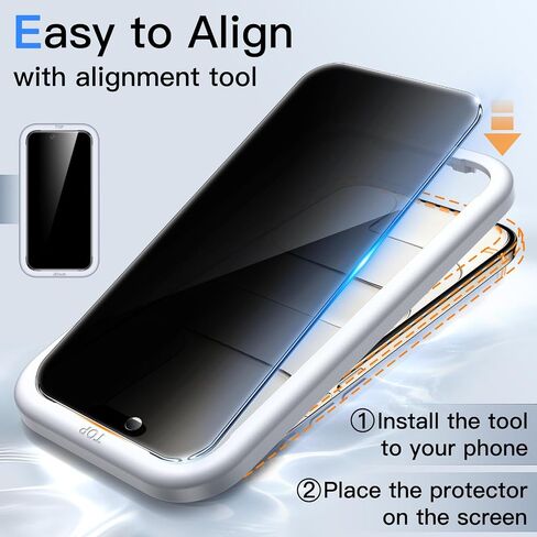 واقي شاشة للخصوصية من JETech لهاتف iPhone 16 Pro مقاس 6.3 بوصة، طبقة من الزجاج المقوى مضاد للتجسس مع أداة تثبيت سهلة، عبوتان in Saudi Arabia