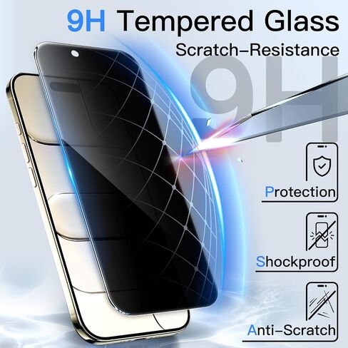 واقي شاشة للخصوصية من JETech لهاتف iPhone 16 Pro مقاس 6.3 بوصة، طبقة من الزجاج المقوى مضاد للتجسس مع أداة تثبيت سهلة، عبوتان in Saudi Arabia