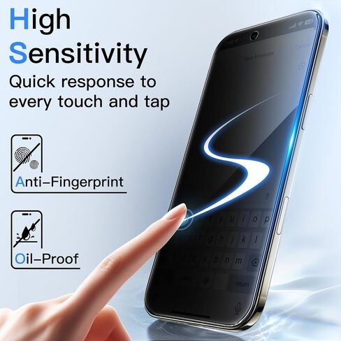 واقي شاشة للخصوصية من JETech لهاتف iPhone 16 Pro مقاس 6.3 بوصة، طبقة من الزجاج المقوى مضاد للتجسس مع أداة تثبيت سهلة، عبوتان in Saudi Arabia