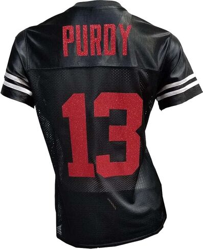 Custom Glitterflake Brock Purdy Womens Black Mesh Jersey Size Large in Saudi Arabia