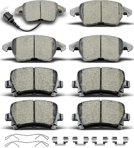D1107A D1108 8pcs Ceramic Front Rear Brake Pads With Clips Fit For Audi A3,A3 Quattro,TT,TT Quattro,For Volkswagen CC/For Jetta/For Eos/For Golf/For GTI/For Passat/For Rabbit in Saudi Arabia