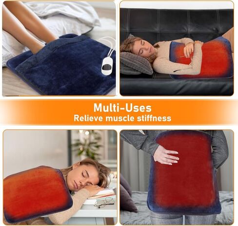 Electric Heated Foot Warmer for Men and Women, Double Sided Foot Heating Pad with 9 Heat Levels & 3 Timers, Foot Heater Feet Warmer Under Desk, Bed, Office, Home Use(Grey) in Saudi Arabia