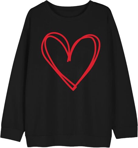LHBNK Valentines Day Sweatshirt for Women Funny Love Heart Shirts Casual Valentine Pullover Long Sleeve Tops in Saudi Arabia