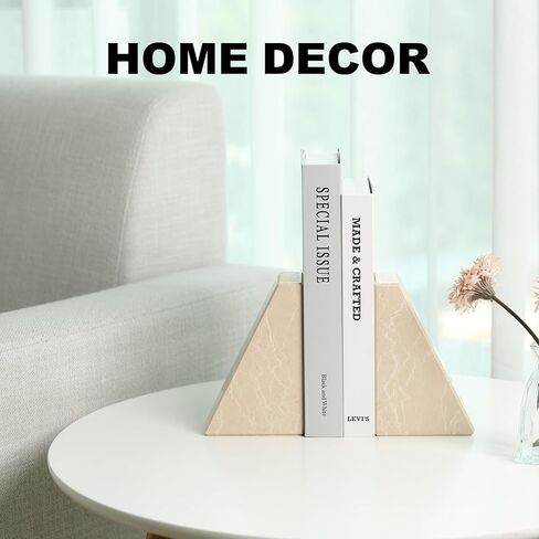 Marble Bookends for Heavy Books, Decorative Bookends for Shelves, Green Stone Book Ends, Heavy-Duty Book Ends for Hardback Book & Cookbooks, Unique Book Stopper & Holder, Set of 2 in Kuwait