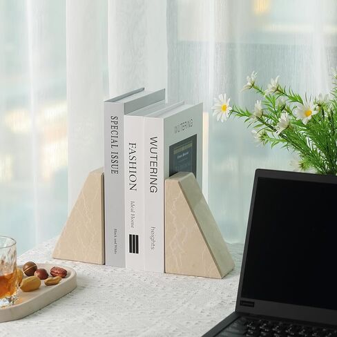 Marble Bookends for Heavy Books, Decorative Bookends for Shelves, Green Stone Book Ends, Heavy-Duty Book Ends for Hardback Book & Cookbooks, Unique Book Stopper & Holder, Set of 2 in Kuwait