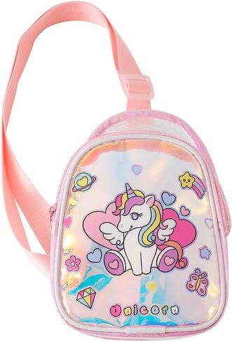 Hiflyer Kids Crossbody Bag Kids Sling Bags, Small PVC Sling Bag for Kids Travel Bag for Kids, Unicorn Sling Bag for Girls (Pink) in Saudi Arabia