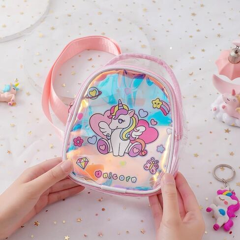 Hiflyer Kids Crossbody Bag Kids Sling Bags, Small PVC Sling Bag for Kids Travel Bag for Kids, Unicorn Sling Bag for Girls (Pink) in Saudi Arabia
