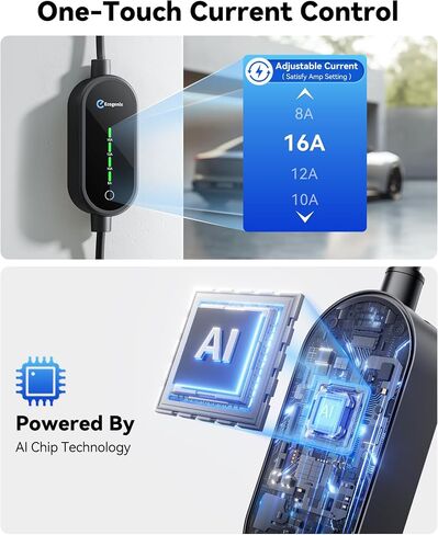 Level 1 EV Charger, 2025 Upgraded 16A Electric Car Mobile Charger | Adjustable Current | 110V-240V | NEMA 5-15 & NEMA 6-20 Plug | 21ft Cable | Home Portable Charger for All SAE J1772 in Saudi Arabia